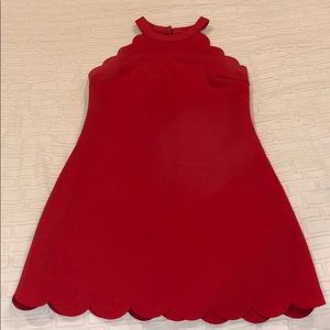 Red Scallop Cut Dress